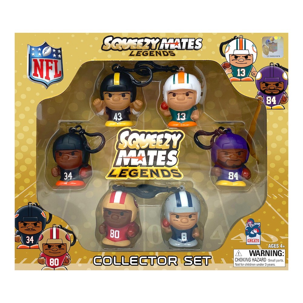 NFL LEGENDS 2024 SQUEEZYMATES 6 FIGURE W/ CARABINER COLLECTOR’S BOX SET 🔥🔥🔥