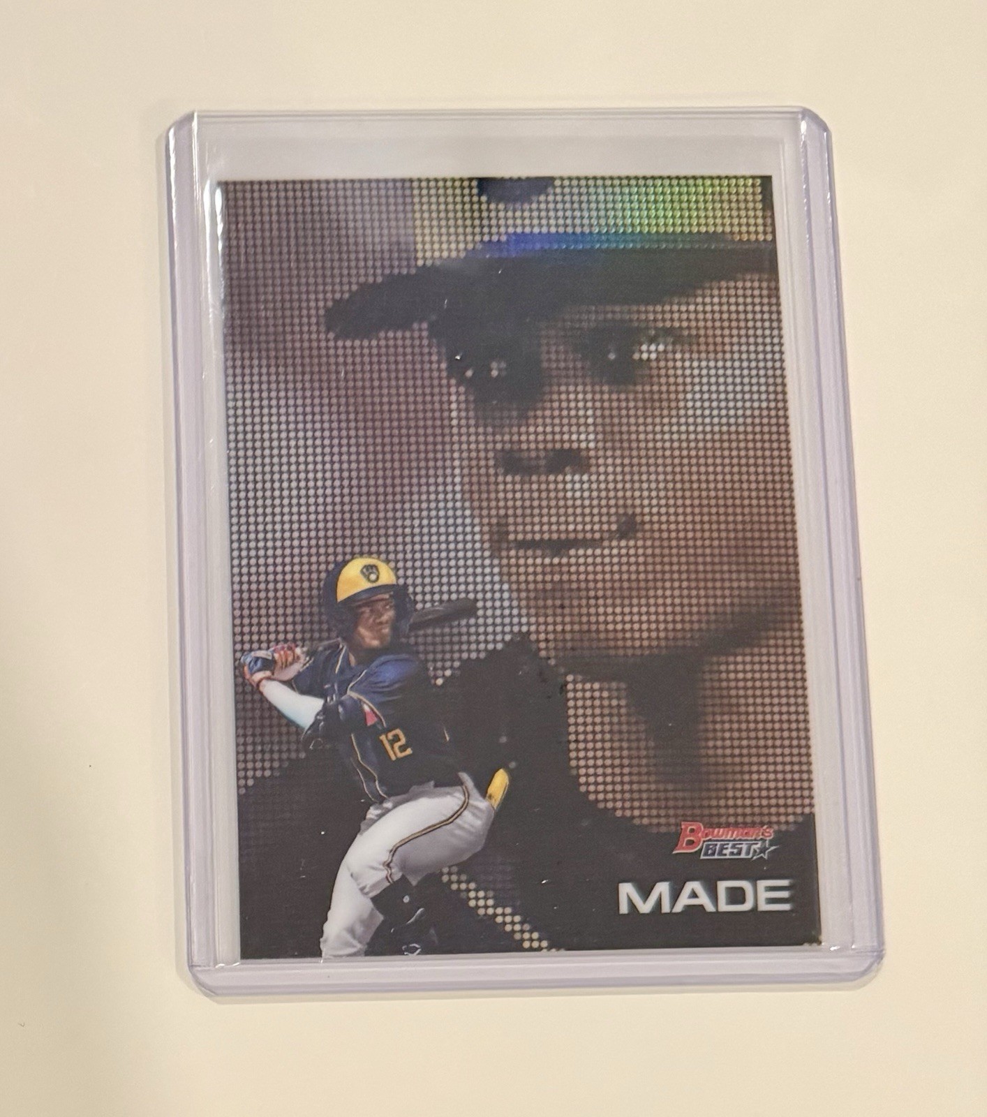 Jesus Made 2025 Bowman’s Best Baseball Pixel Portraits #P-17 – Milwaukee Brewers