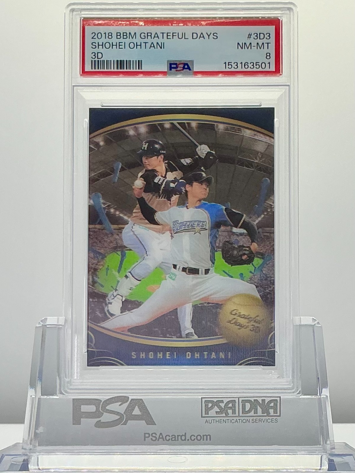 SHOHEI OHTANI 2018BBM GRATEFUL DAYS THE TWO-SWORD PLAYER 3D #3D3 PSA8!POP10!(RC)