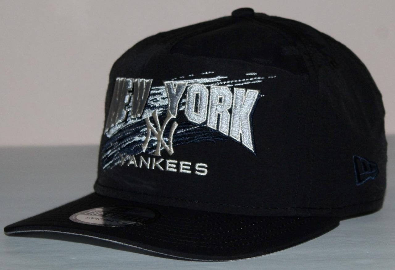 NEW ERA The Golfer NEW YORK YANKEES Cap Strapback BLACK Hat NYLON A-Frame *3Z