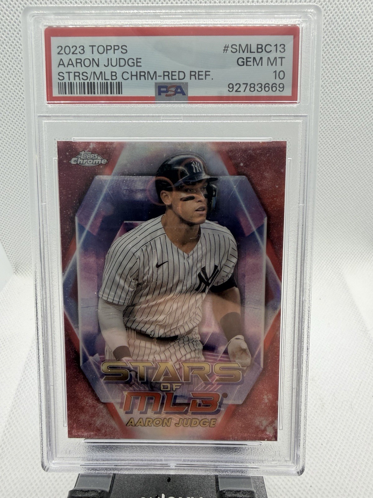 2023 Topps Stars of MLB Chrome Aaron Judge #SMLBC-13 Red Refractor /75 PSA 10