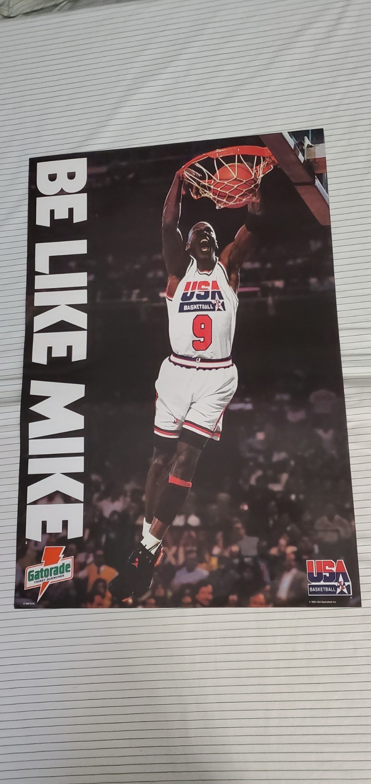 MICHAEL JORDAN 1992 OLYMPIC DREAM TEAM GATORADE BE LIKE MIKE POSTER NOS