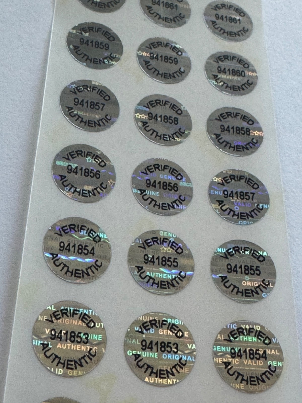250 VERIFIED AUTHENTIC HOLOGRAM LABELS STICKERS-SPORTS MERCH COA-MATCH SET