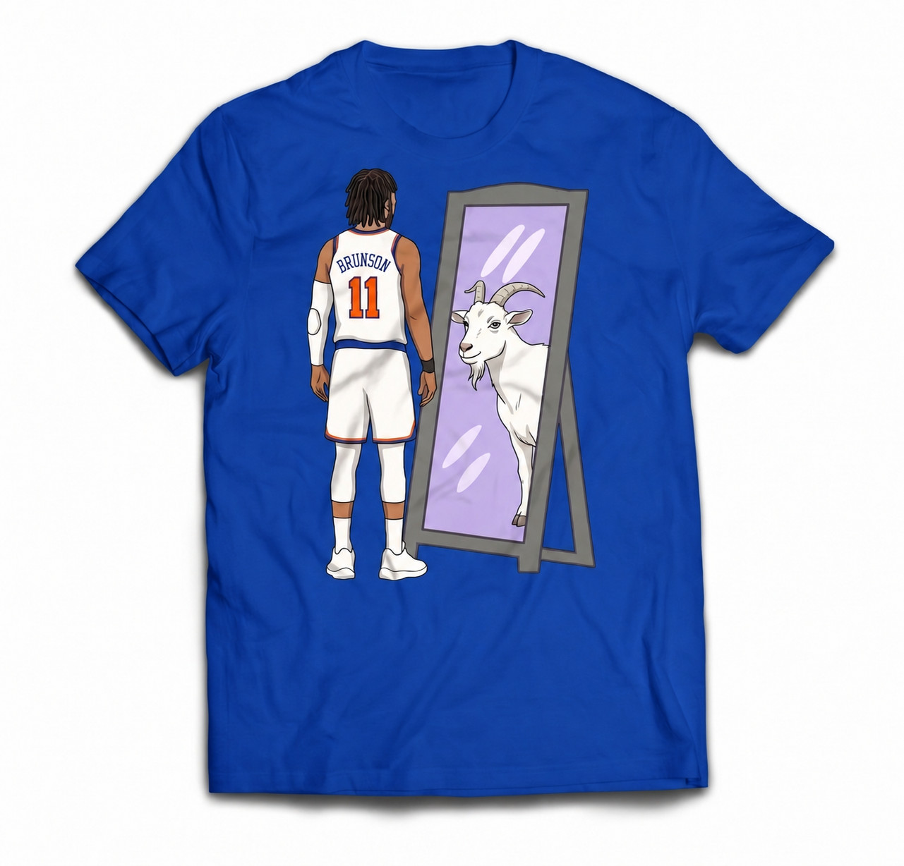 Jalen Brunson GOAT Shirt New York Basketball Fan Tee Royal Blue Unisex