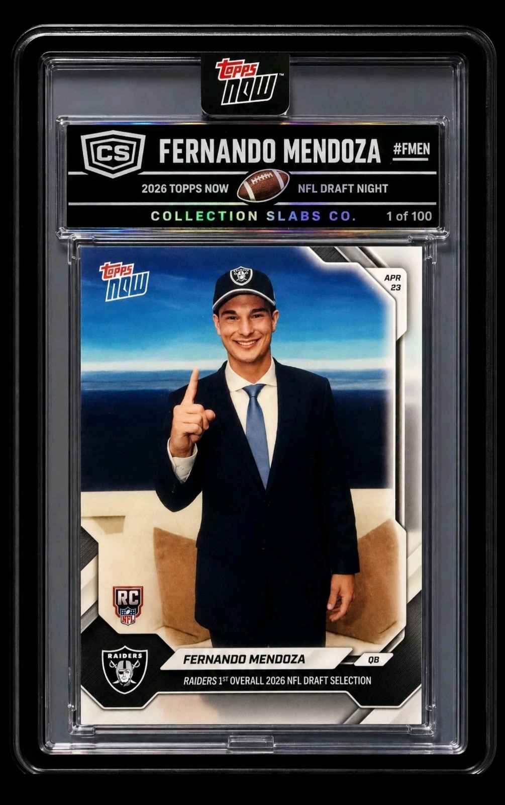 2026 Topps Now #FMEN Fernando Mendoza RC (ONLY 100 COLLECTION SLABS MADE)