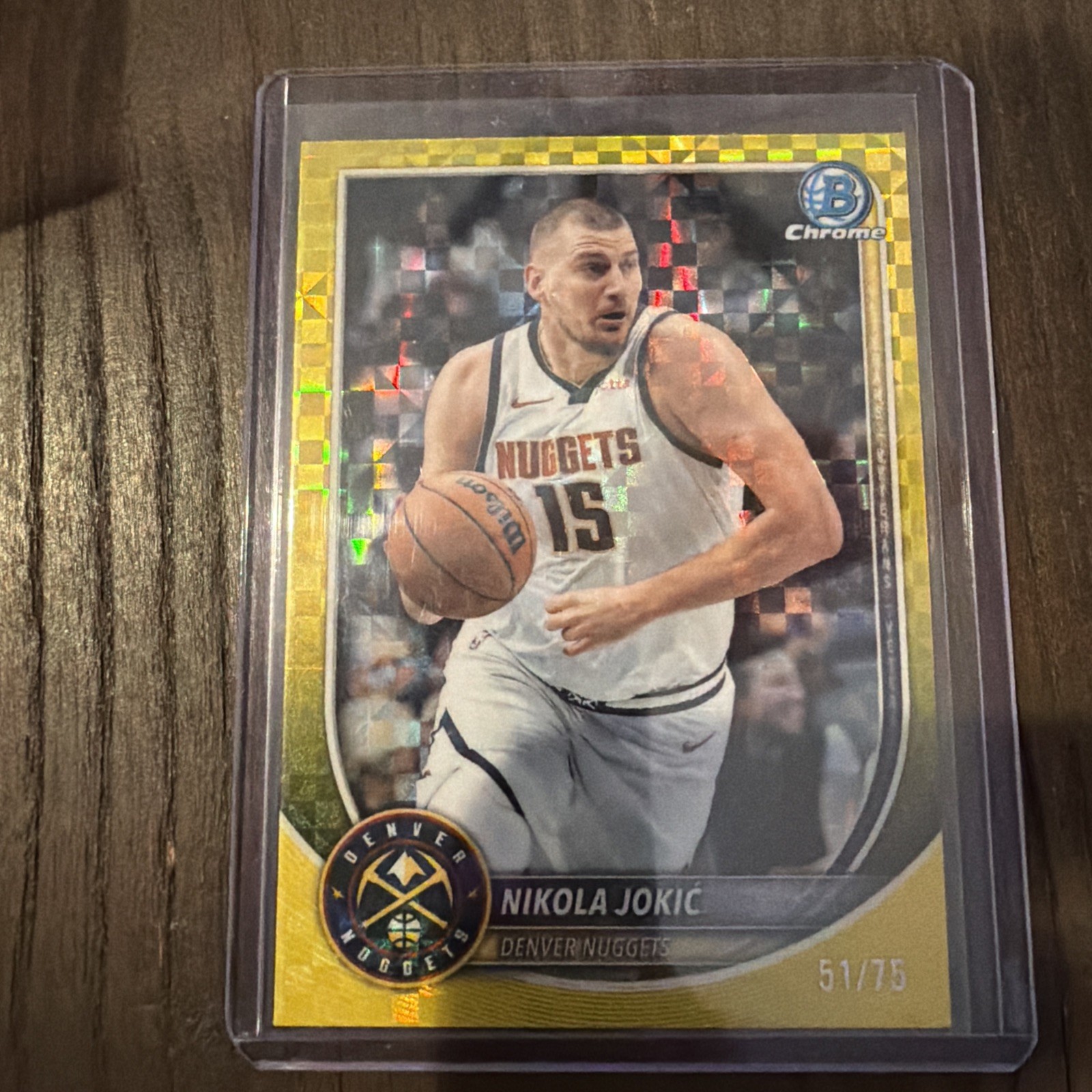 2025-26 Topps Bowman Chrome Yellow X-Fractor Refractor 51/75 Nikola Jokic 🔥🔥