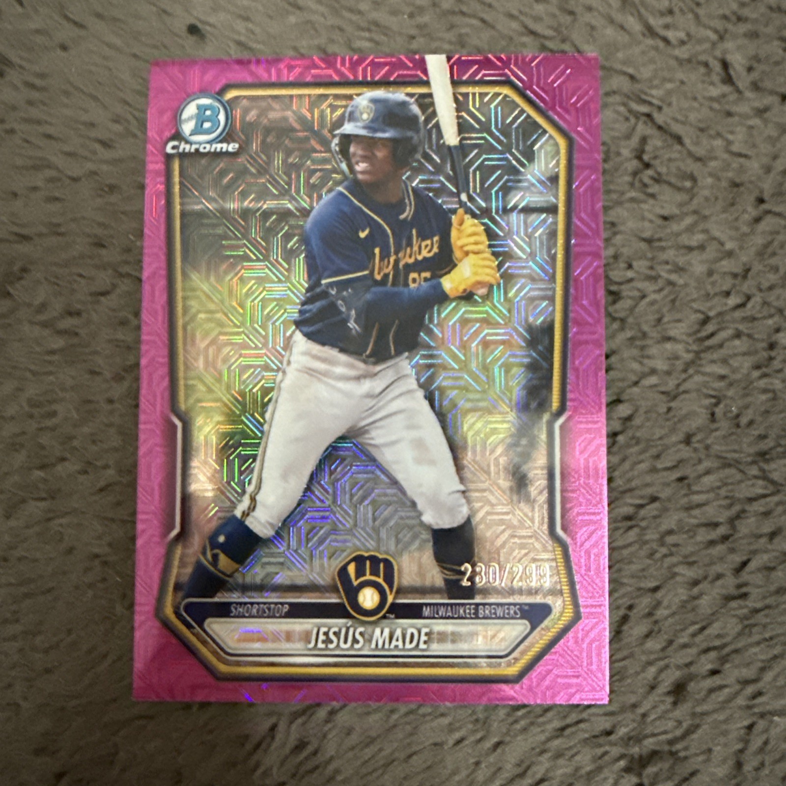 2026 Bowman Mega Jesus Made Chrome Prospect Fuschia Mojo Refractor /299