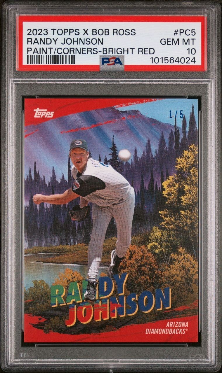 RANDY JOHNSON 2023 Topps X Bob Ross #PC-5 Bright Red /5 ~ POP 1~ PSA 10 💎🔥