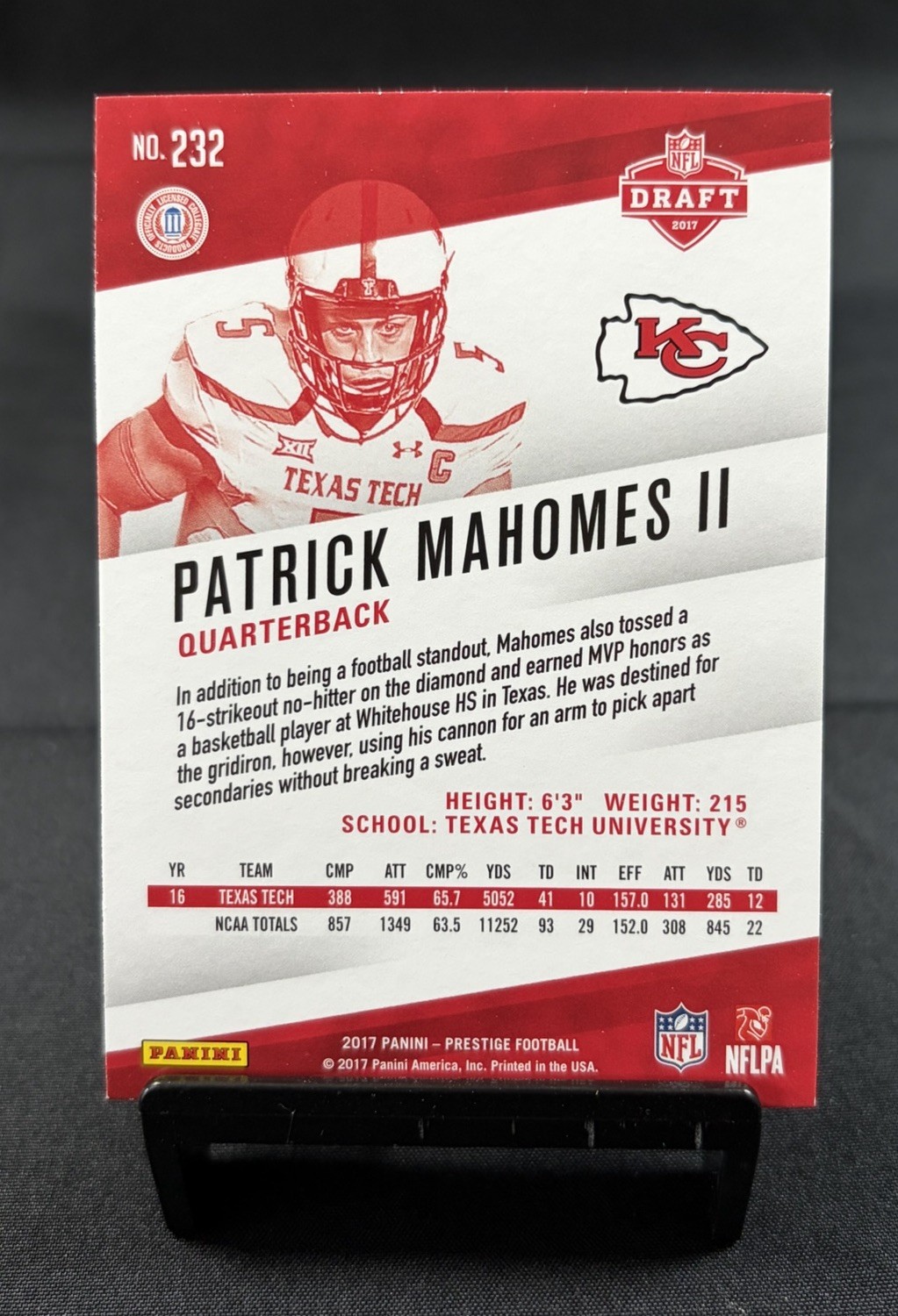 2017 Prestige Patrick Mahomes II RC #232 Xtra Points Rookie Kansas City Chiefs