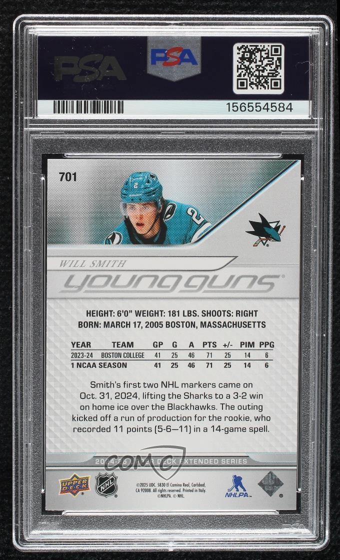 2024-25 Upper Deck Extended Series Young Guns Will Smith #701 Rookie RC 1i6s