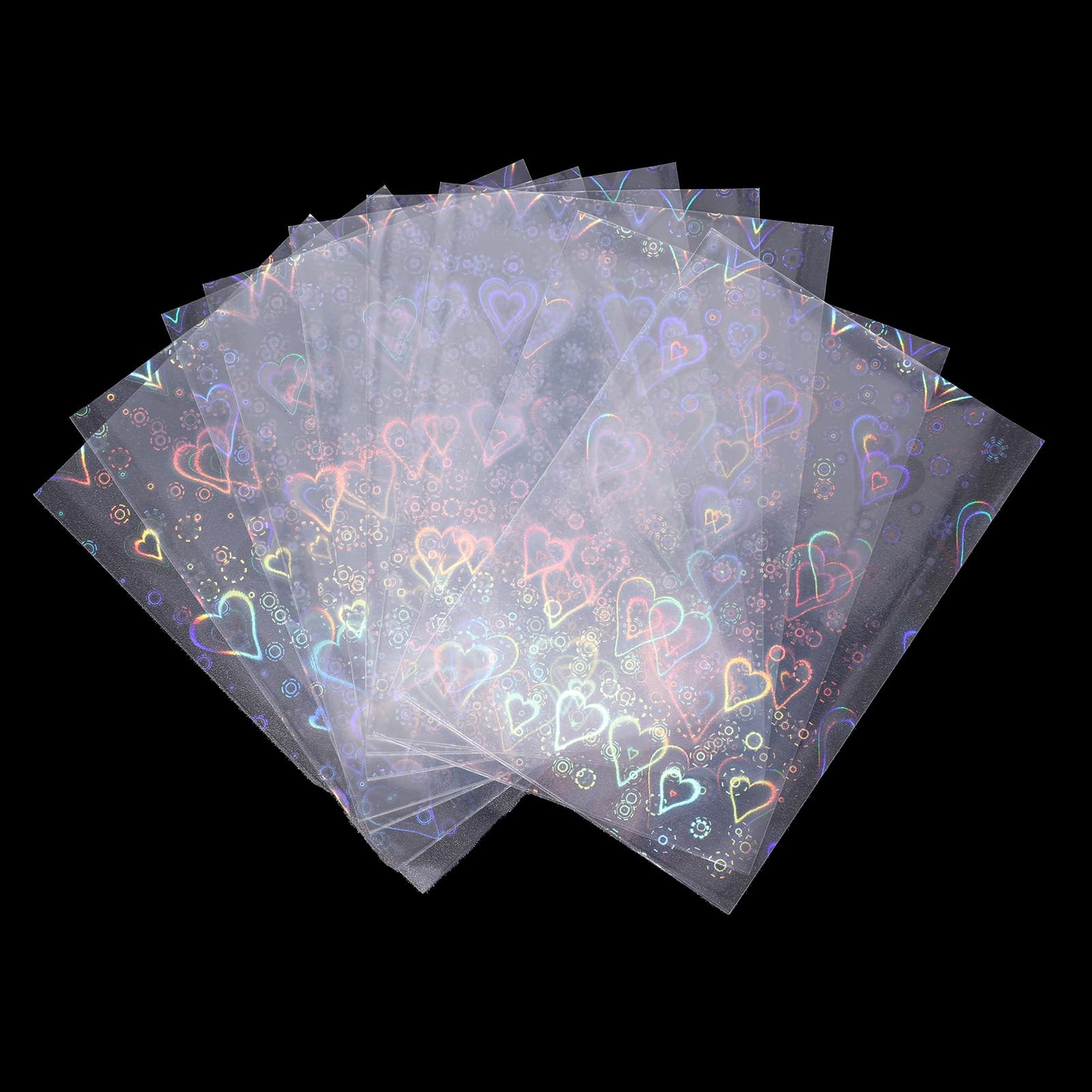 100pcs Photocard Sleeves, 3.58×2.56 in Love HeartShape Laser Flashing Card Sl…