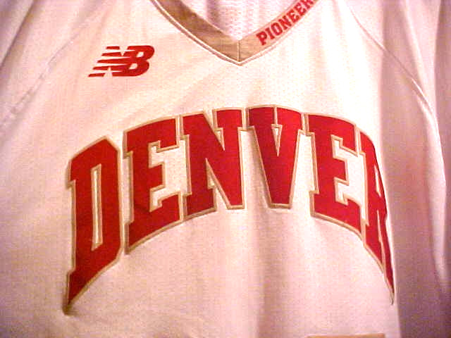 NEW SEWN AUTHENTIC DU Denver University Pioneers LAX Lacrosse Team Jersey, Large