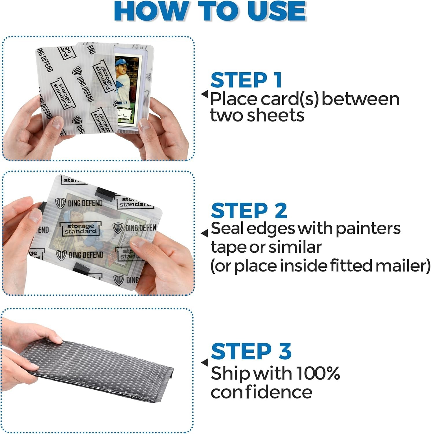 Ultra Strong Plastic Inserts for Shipping Cards – 110 Count – 3.5″ x 4.5″