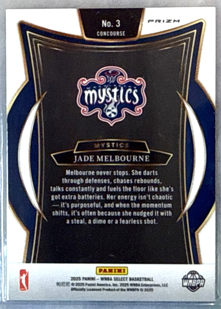 Jade Melbourne 2025 Panini Select WNBA Concourse Silver Prizm Card-#3 Mystics