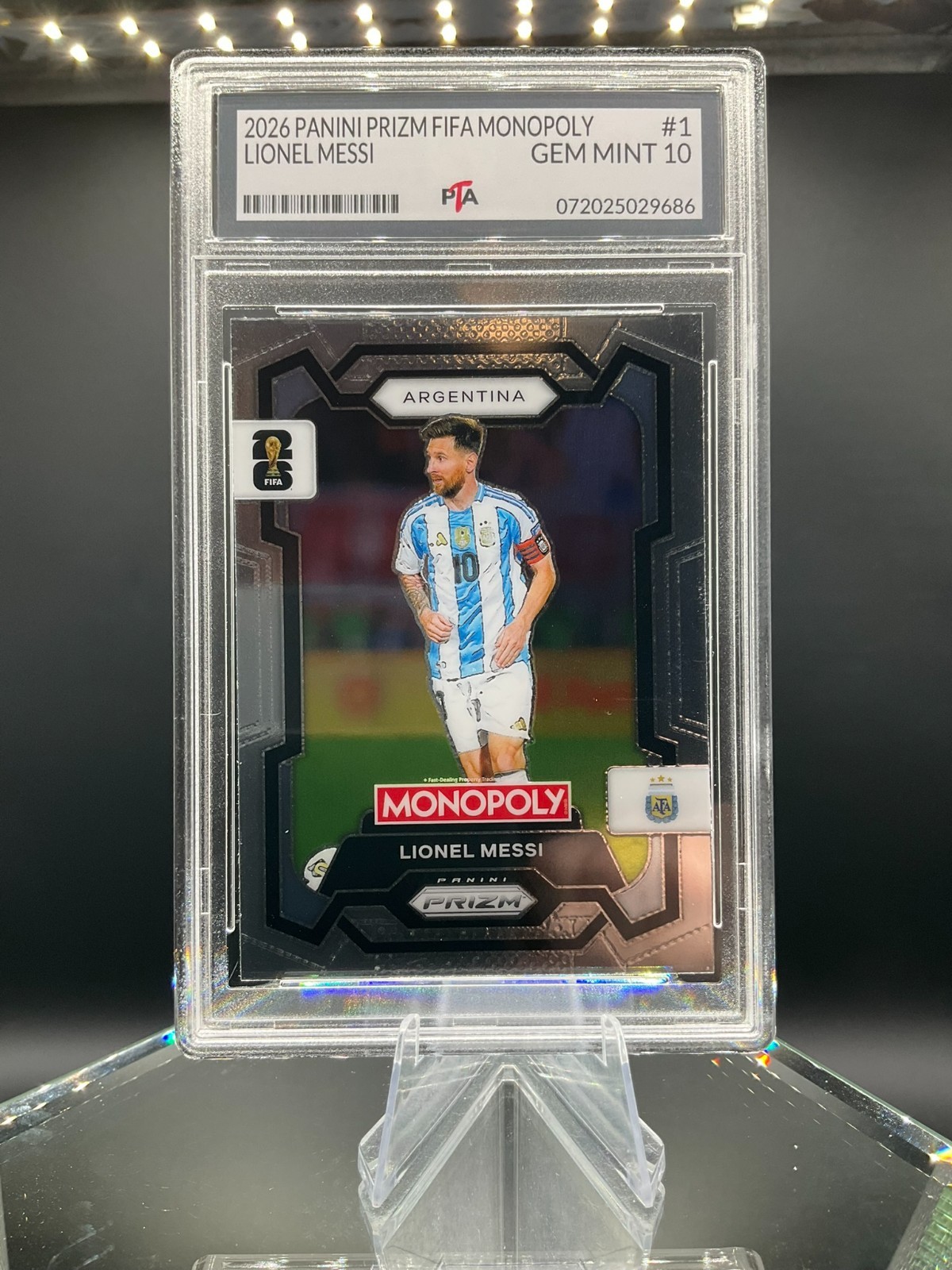 2026 Panini Prizm MONOPOLY Edition FIFA World Cup Lionel Messi GEM MINT PTA 10🔥