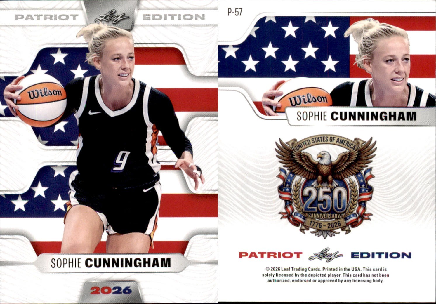 2026 LEAF 250TH ANNIVERSARY PATRIOT EDITION SOPHIE CUNNINGHAM P-57 BASKETBALL