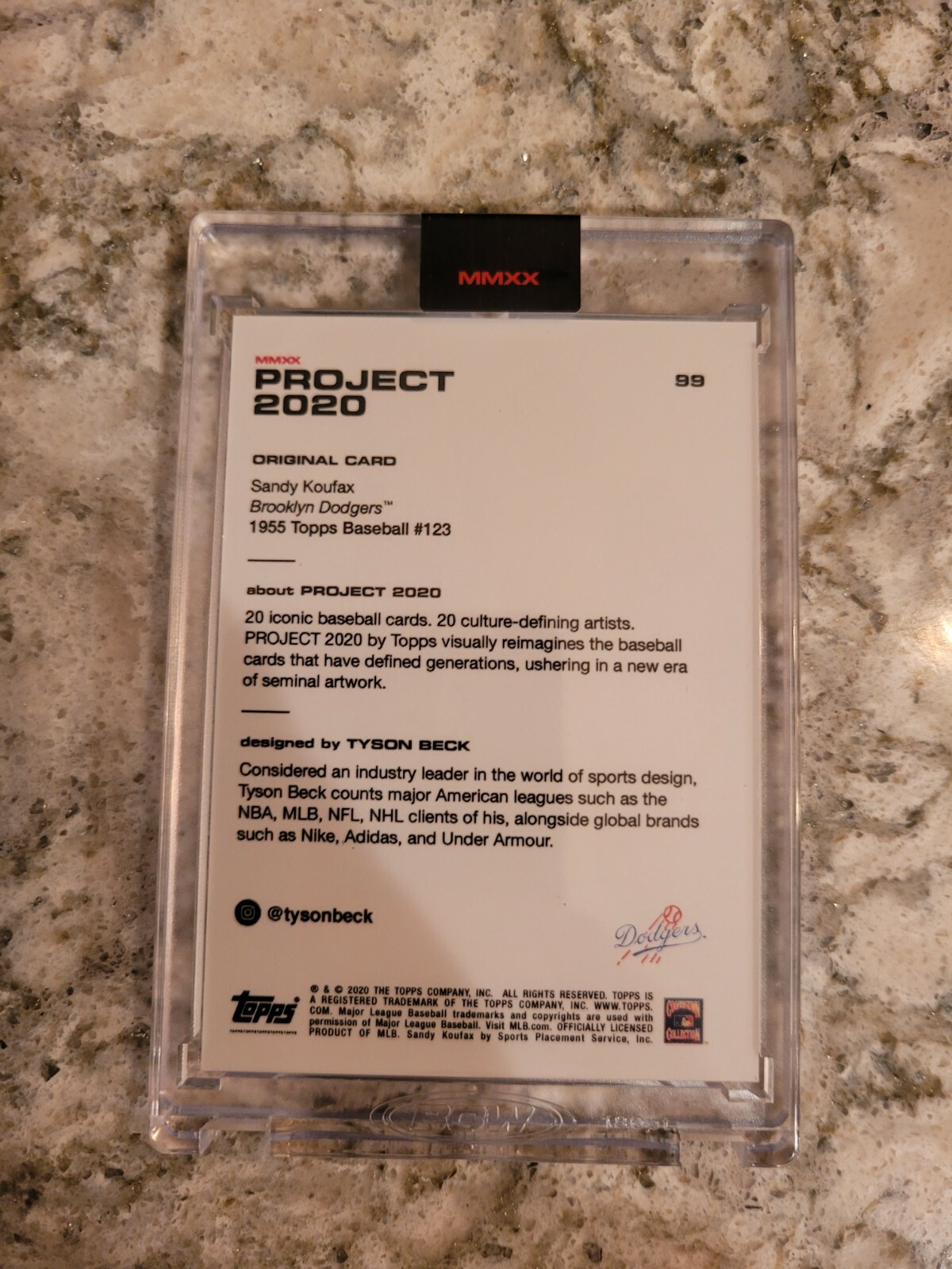 Sandy Koufax Topps Project 2020 – Tyson Beck Card #99 QTY