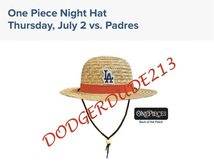 🐵👒 2026 ONE PIECE x Dodgers Straw Hat 7/2/26 SGA LA Luffy Limited Edition 👒🐵