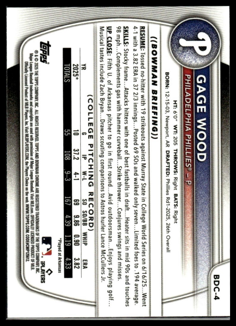 2025 BOWMAN DRAFT PICK UR CARDS $2 MIN PURCHASE