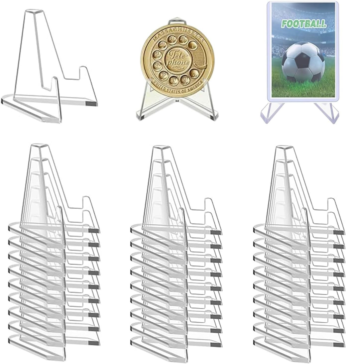 Acrylic Card Stands 30-Pack – Compact Display for Football, Baseball, Basketball