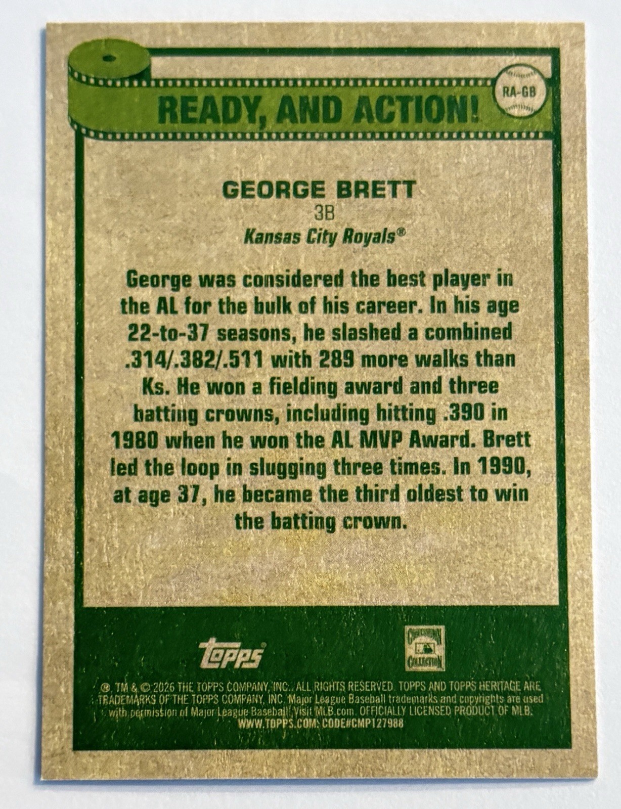 2026 Topps Heritage – Ready And Action George Brett #RA-GB
