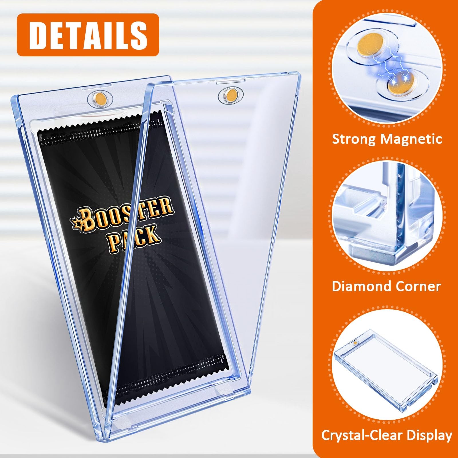 2 Pack Magnetic Booster Pack Holder UV Protection Crystal Clear Display
