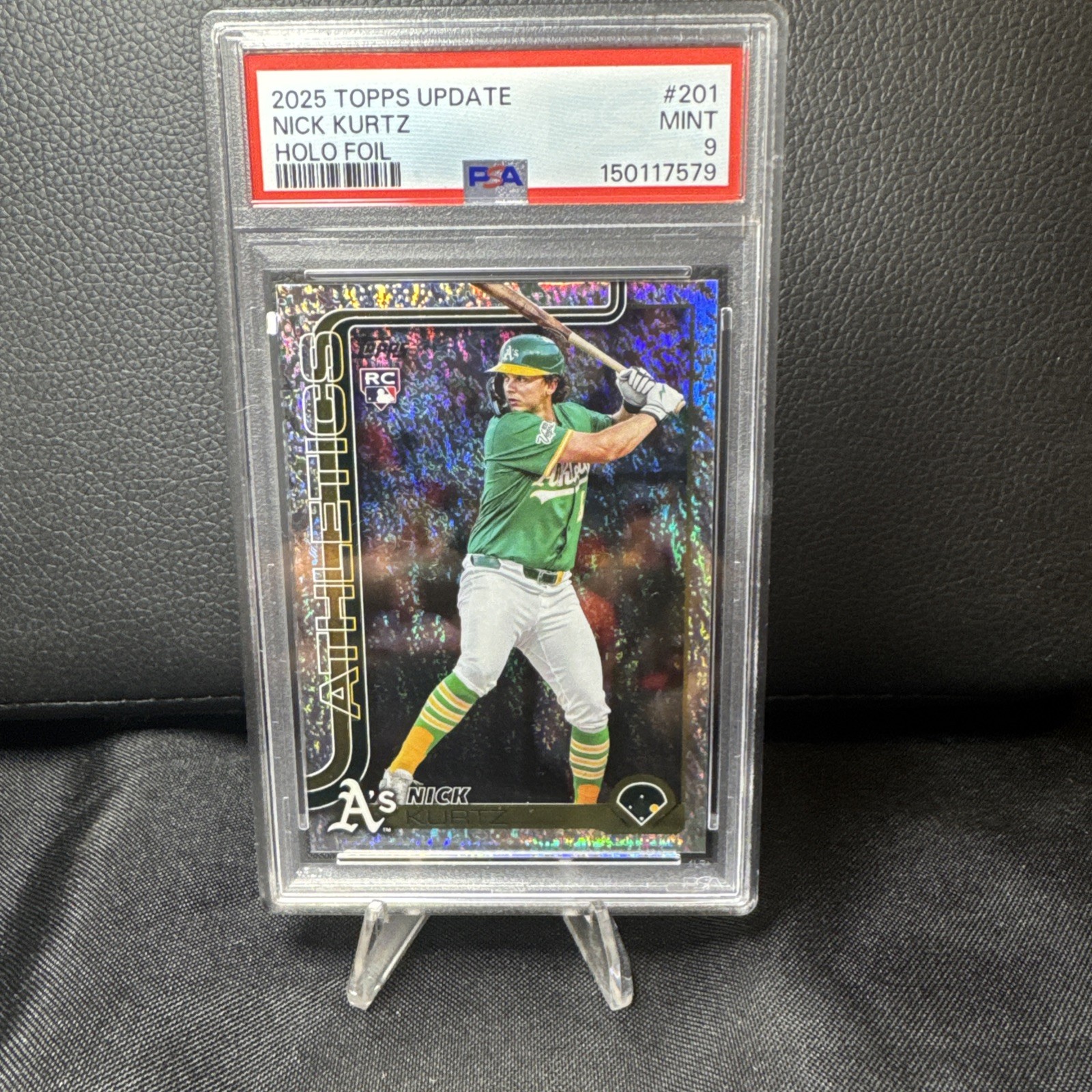 2025 Topps Update #US201 Nick Kurtz RC Holofoil Rookie Athletics PSA9