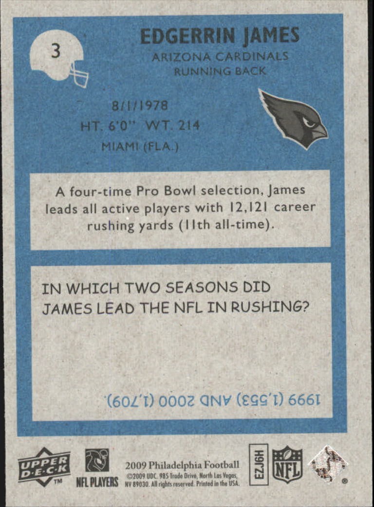 2009 Philadelphia #3 Edgerrin James – FB