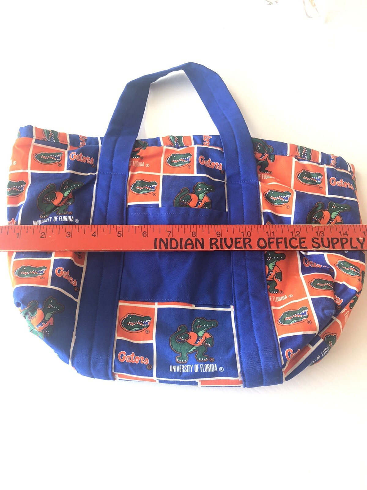 Vintage UF Florida Gators Patchwork Cloth Tote Bag With Orange Lining NICE!