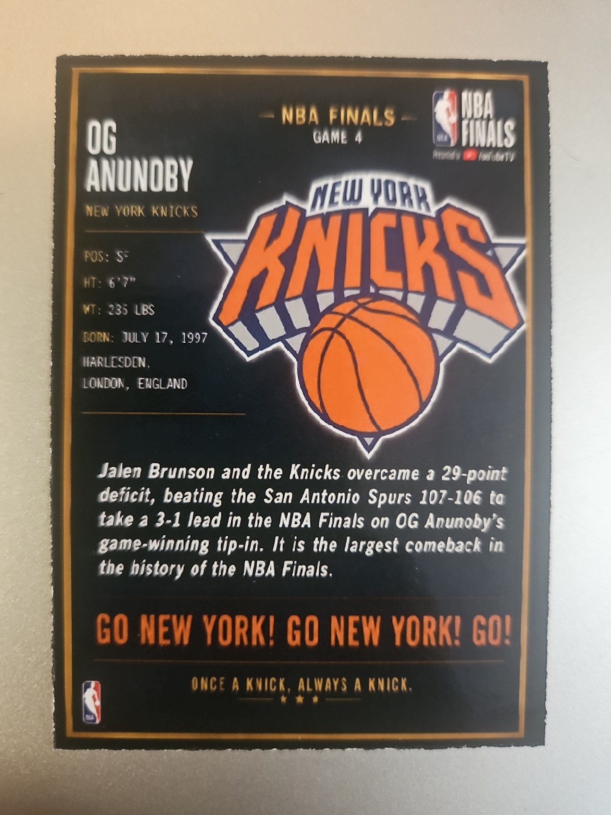Knicks Custom Card – NBA Finals Game 4 OG Anunoby