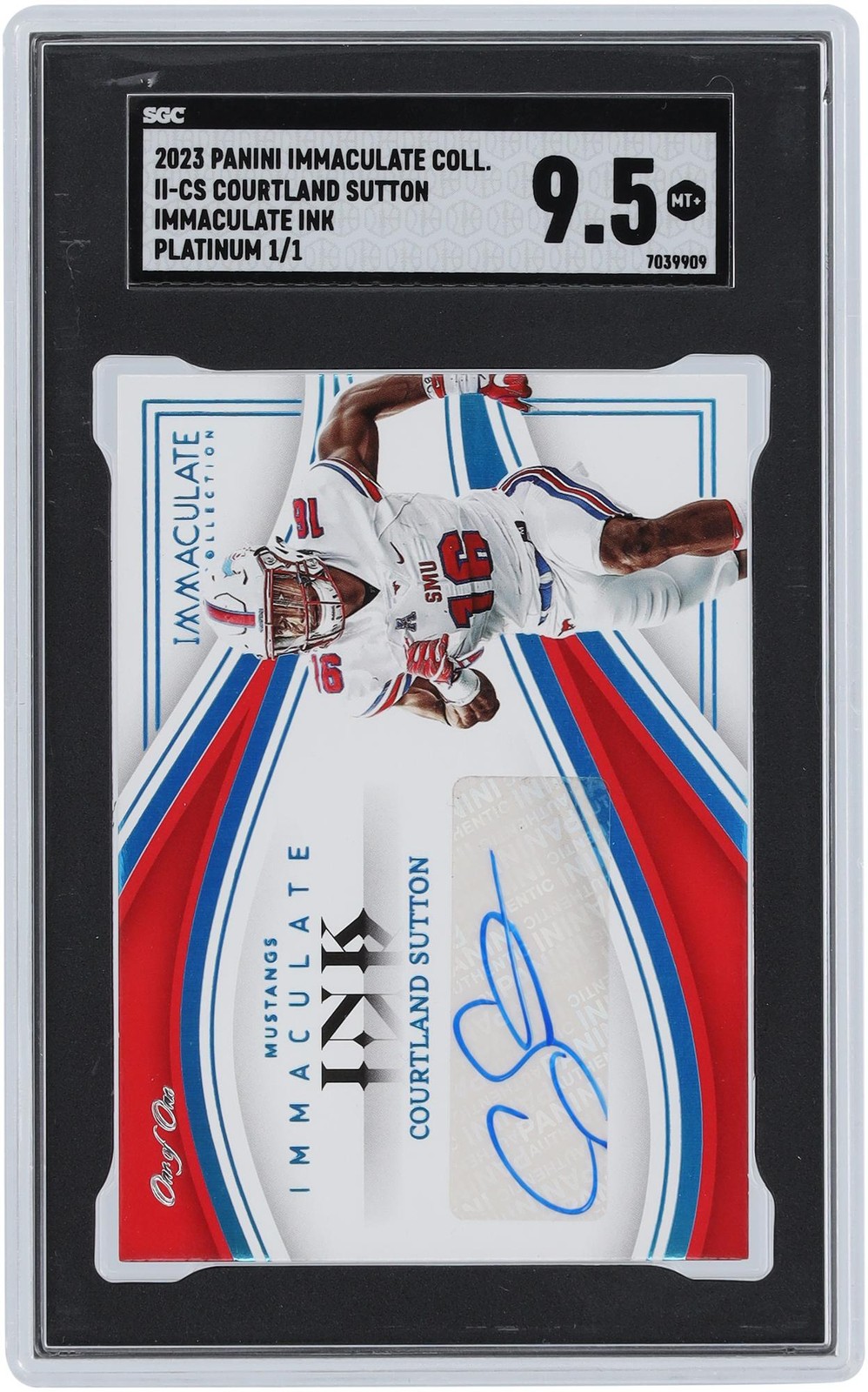 Cortland Sutton Southern Methodist Signed ’23 Immaculate #II-CS 1/1 SGC 9.5 Card