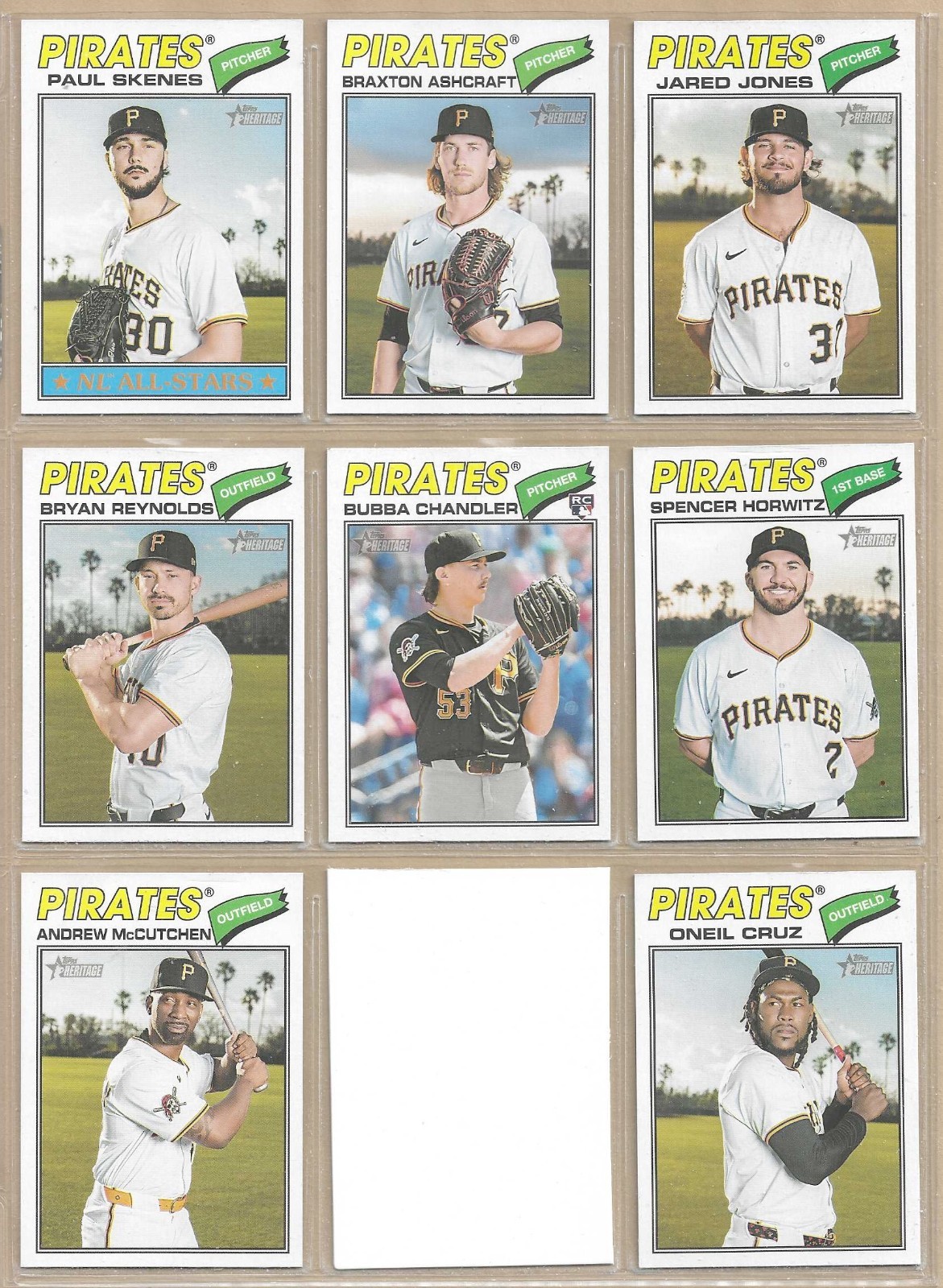 2026 Topps Heritage PITTSBURGH PIRATES Base Team Set of (8) Skenes Chandler RC