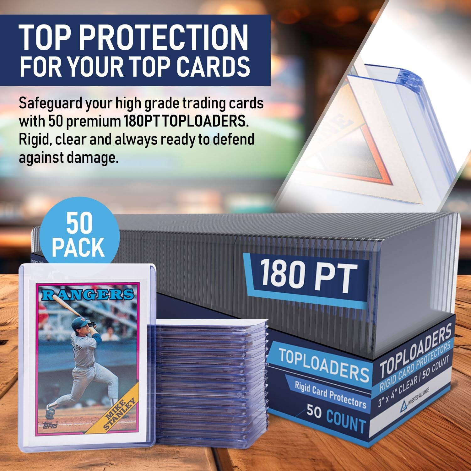 Premium Seamless 180PT – 50 Count Thick Top Loaders for Cards | Top Loader Card