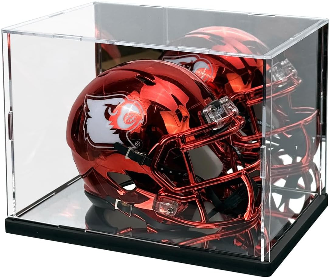 Mini Helmet Display Case with UV Protection & Mirror Back | Clear Acrylic Showca