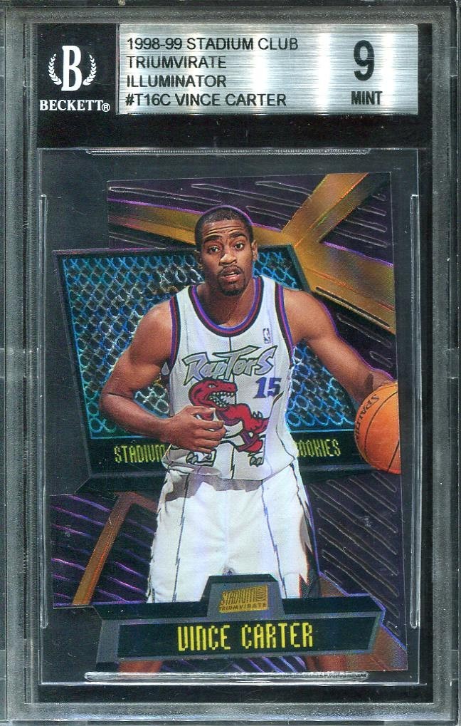 1998-99 Vince Carter Rookie Triumvirate Illuminator LOW PRINT RUN #T16C BGS 9 MS