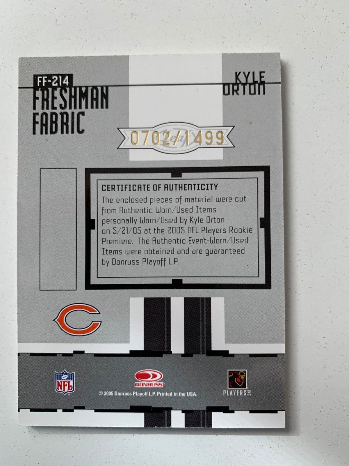 2005 Leaf Certified rc rainbow KYLE ORTON /5 /25/50/150 Chicago Bears