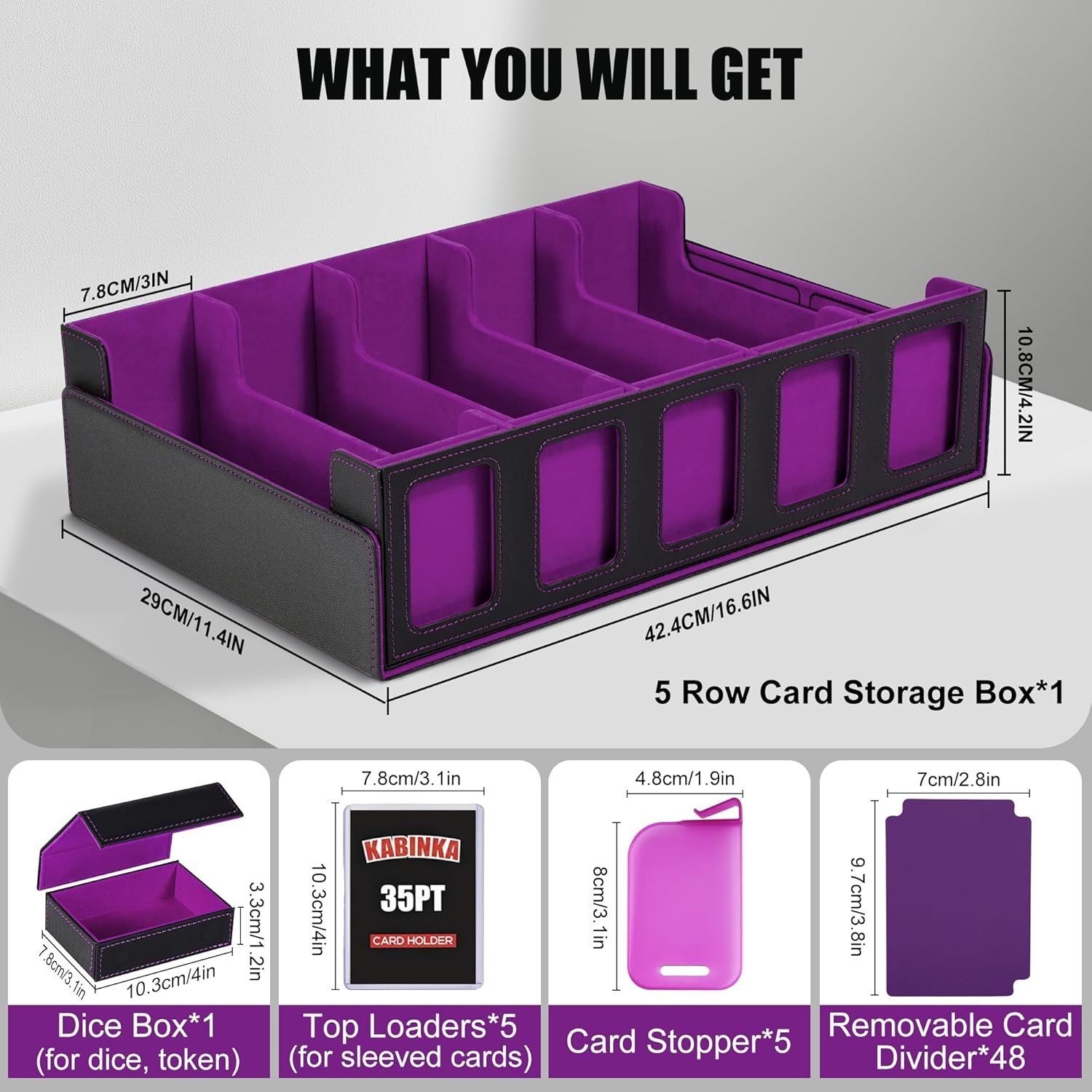 Large Capacity Deck Box, 3900+ Cards, 5-Row, Magnetic Closure, Waterproof PU …