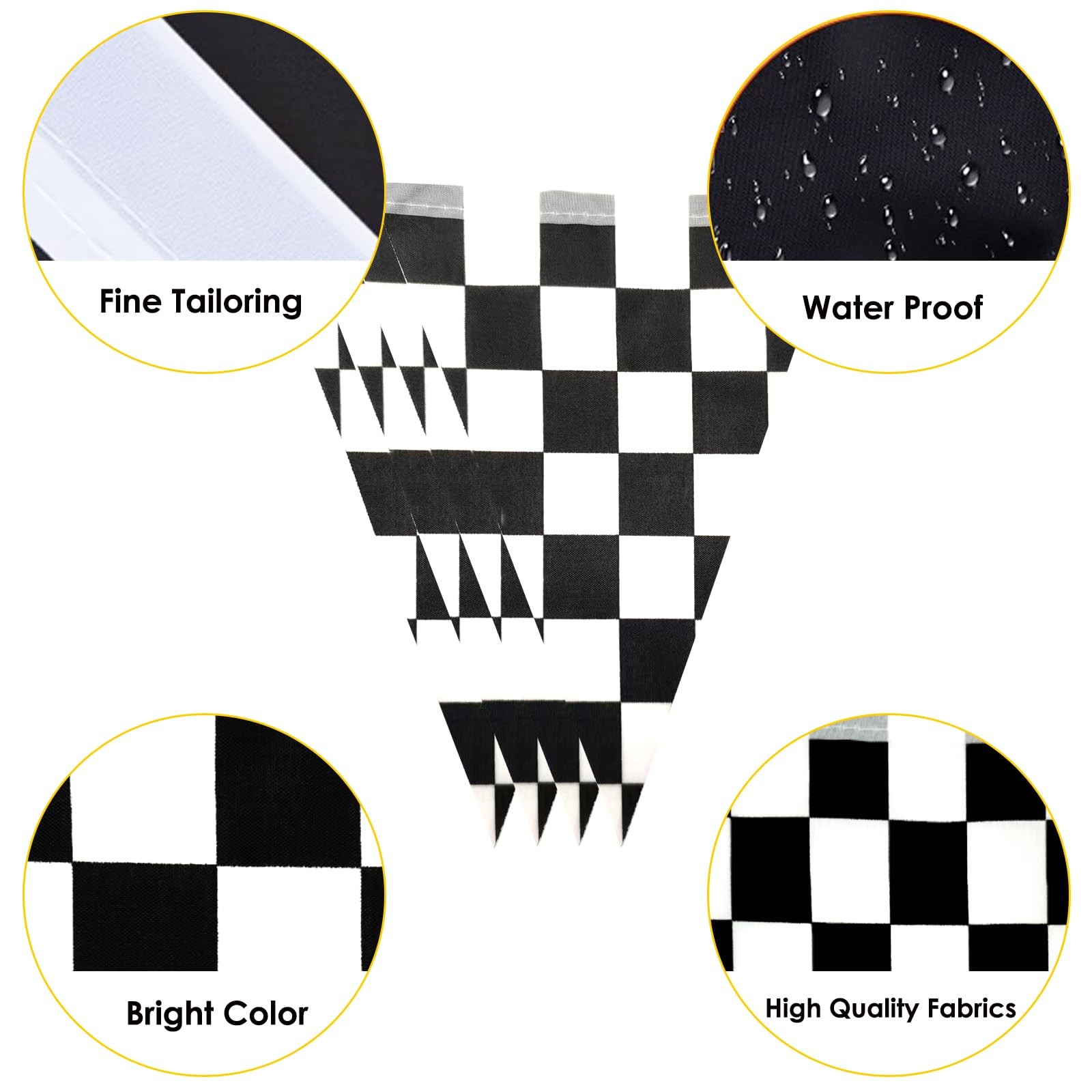 AhfuLife 30 Pcs Checkered Pennant Flag 7.87×11 in-30 Pcs, Black and White