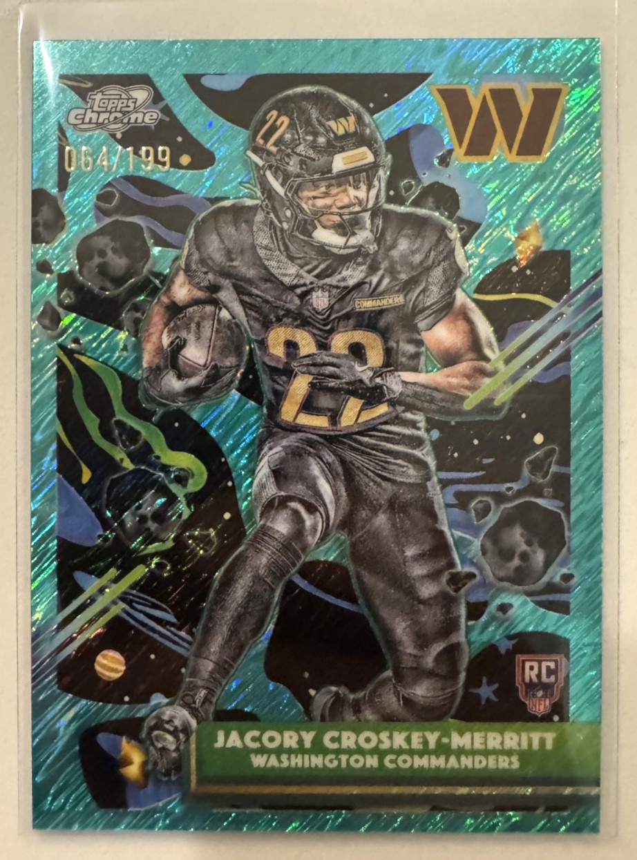 Jacory Croskey-Merritt /199 RC 2025 Topps Cosmic Chrome #200 Aqua Refractor