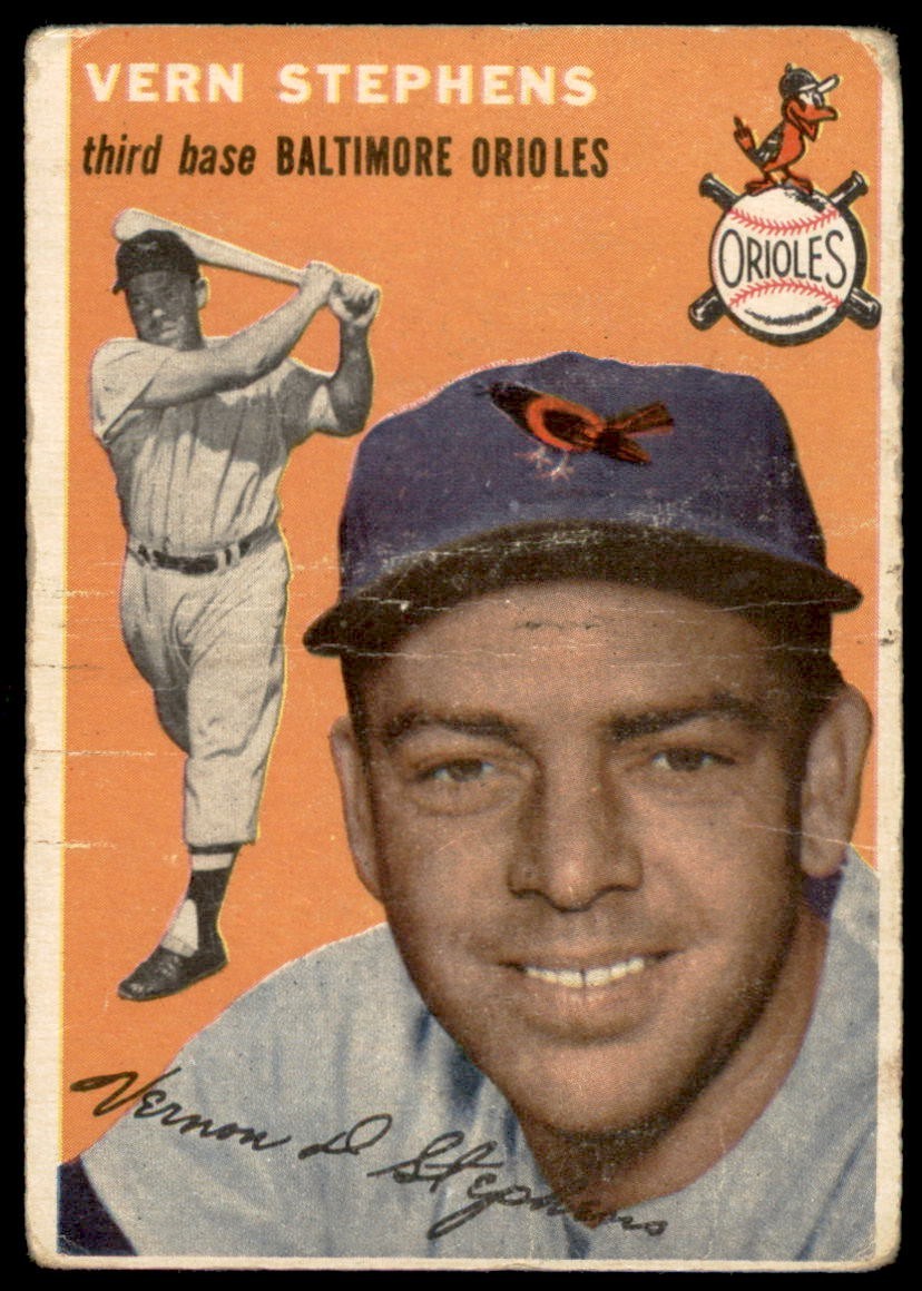 1954 Topps #54 VERN STEPHENS Baltimore Orioles VG (Light Wrinkles)