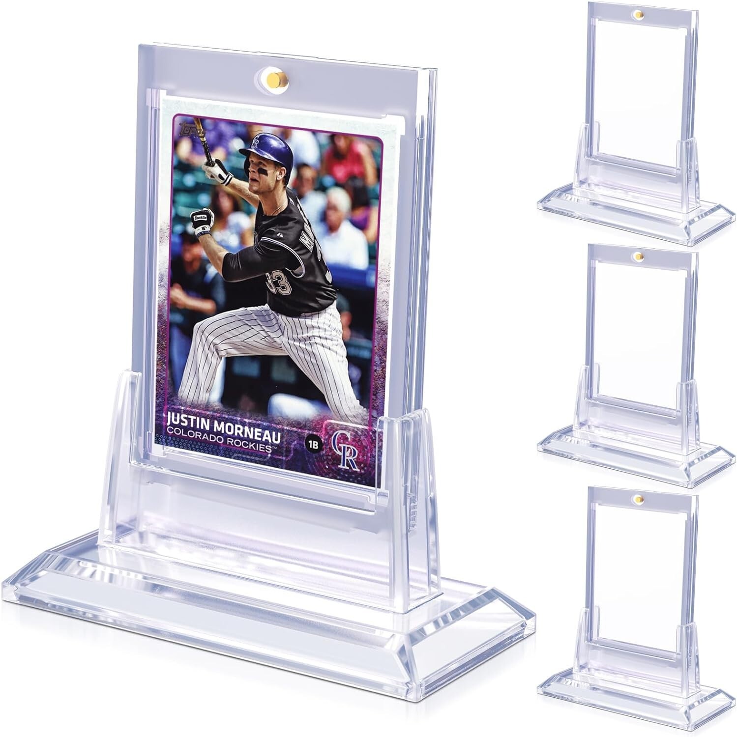 4Pcs Magnetic Card Holders For Trading Card 35Pt Hard Baseball Protector W Stand