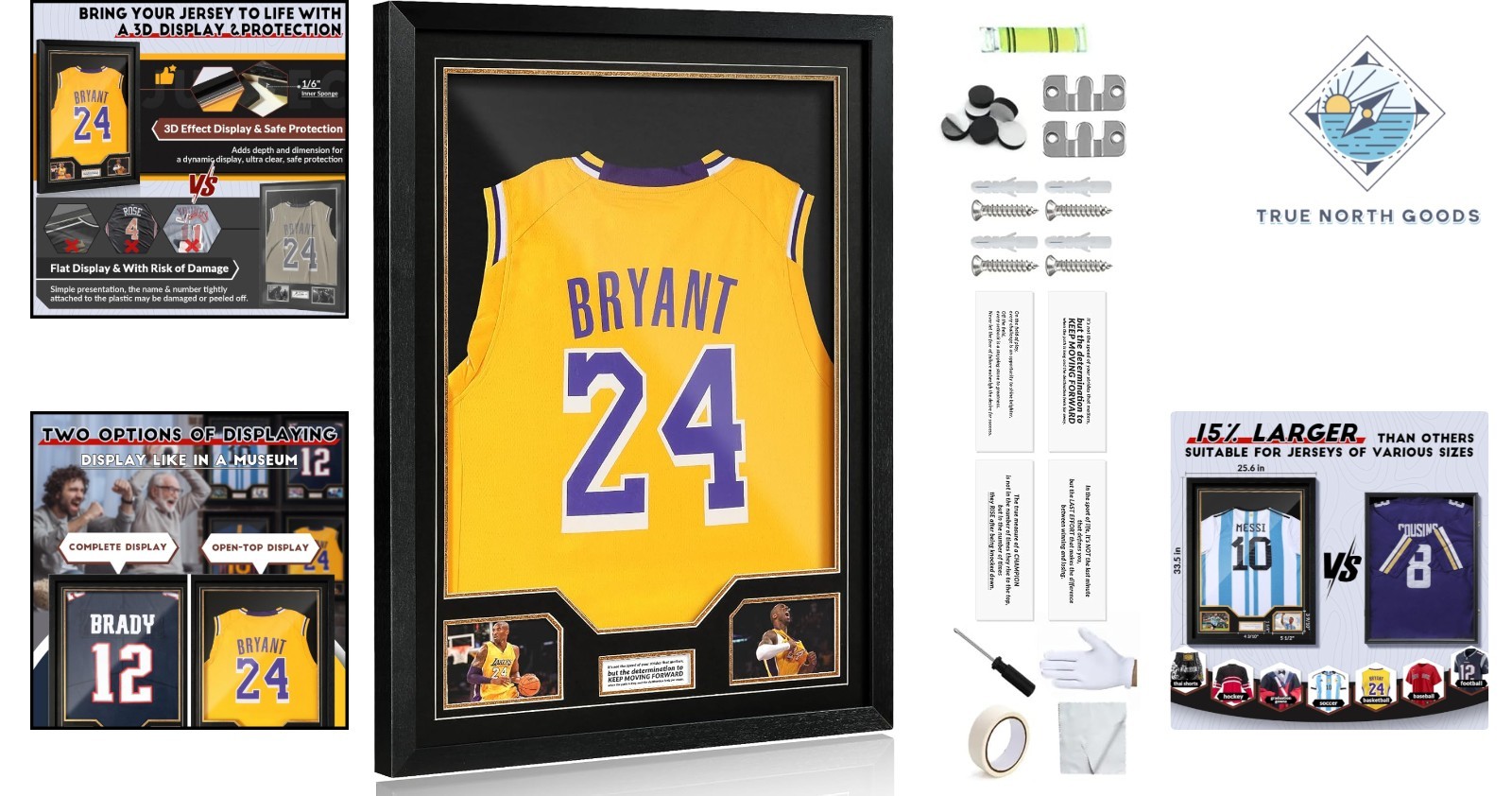Large Sports Jersey Display Case: UV Protected Frame for Baseball & More