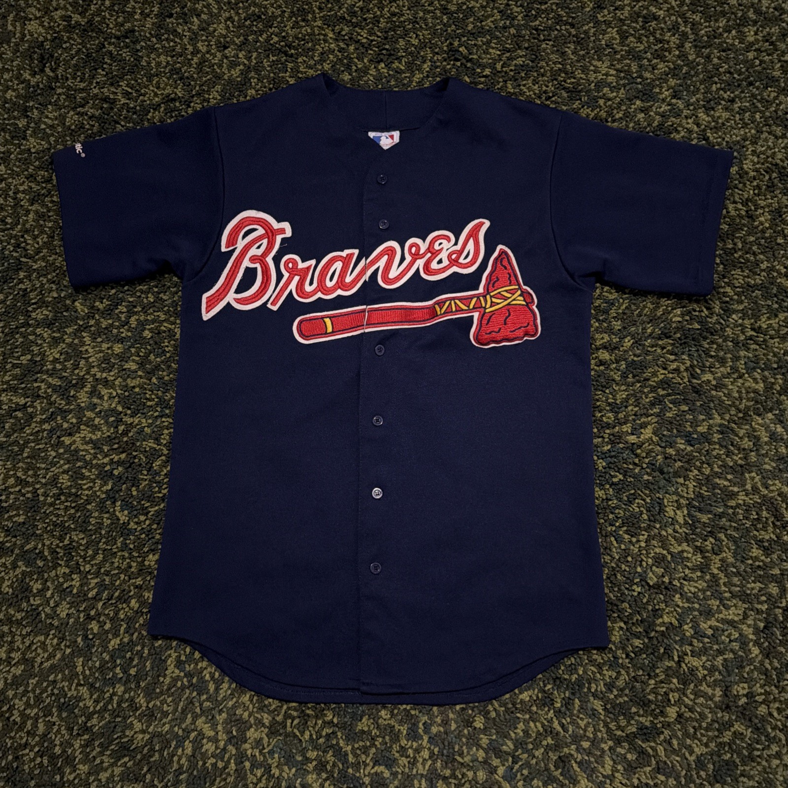 Vintage MLB Atlanta Braves Button Up Baseball Jersey Men’s Size Medium