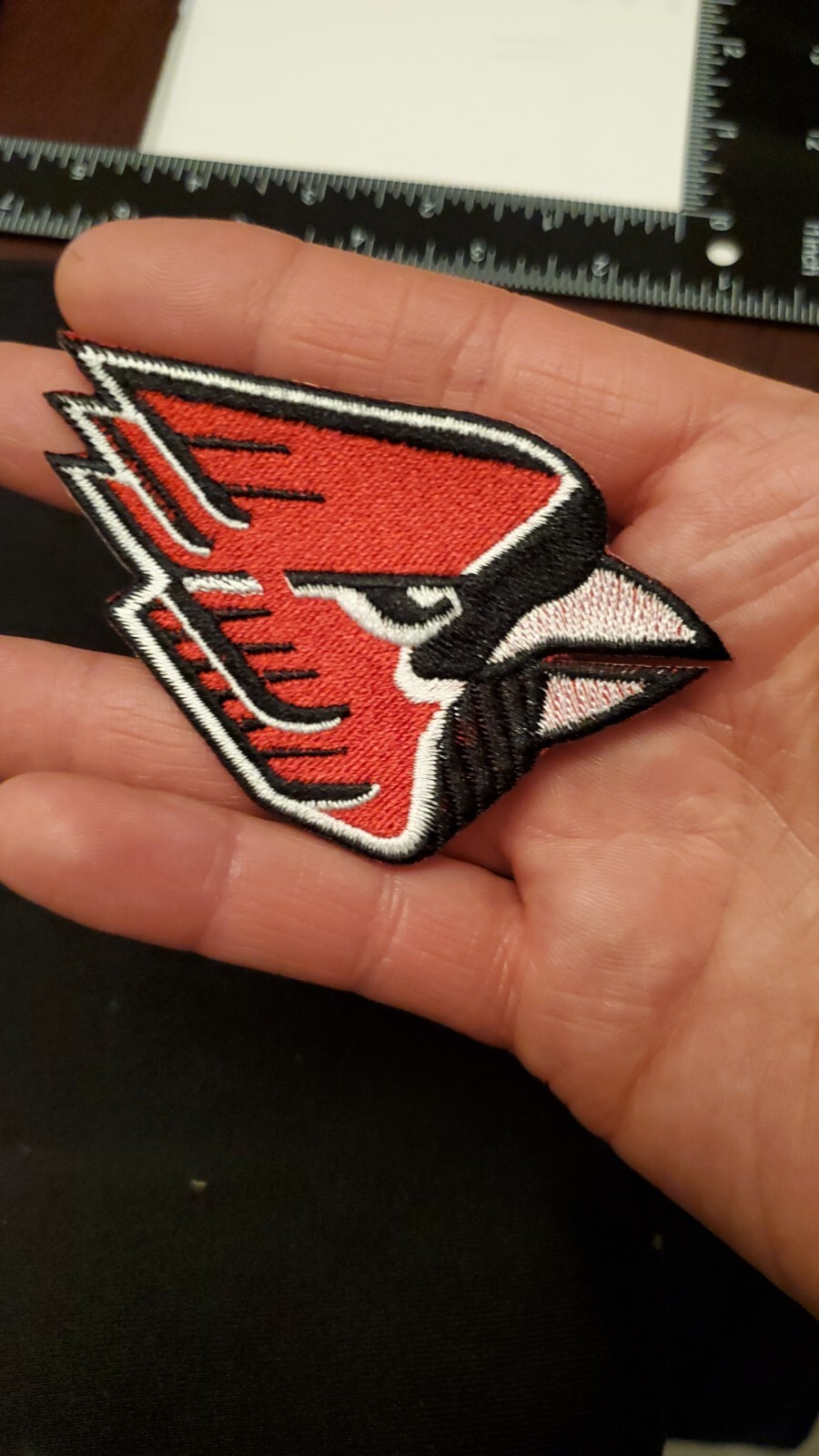 Ball State Cardinals Patch. Embroidered. Iron On Backing 3″x2″