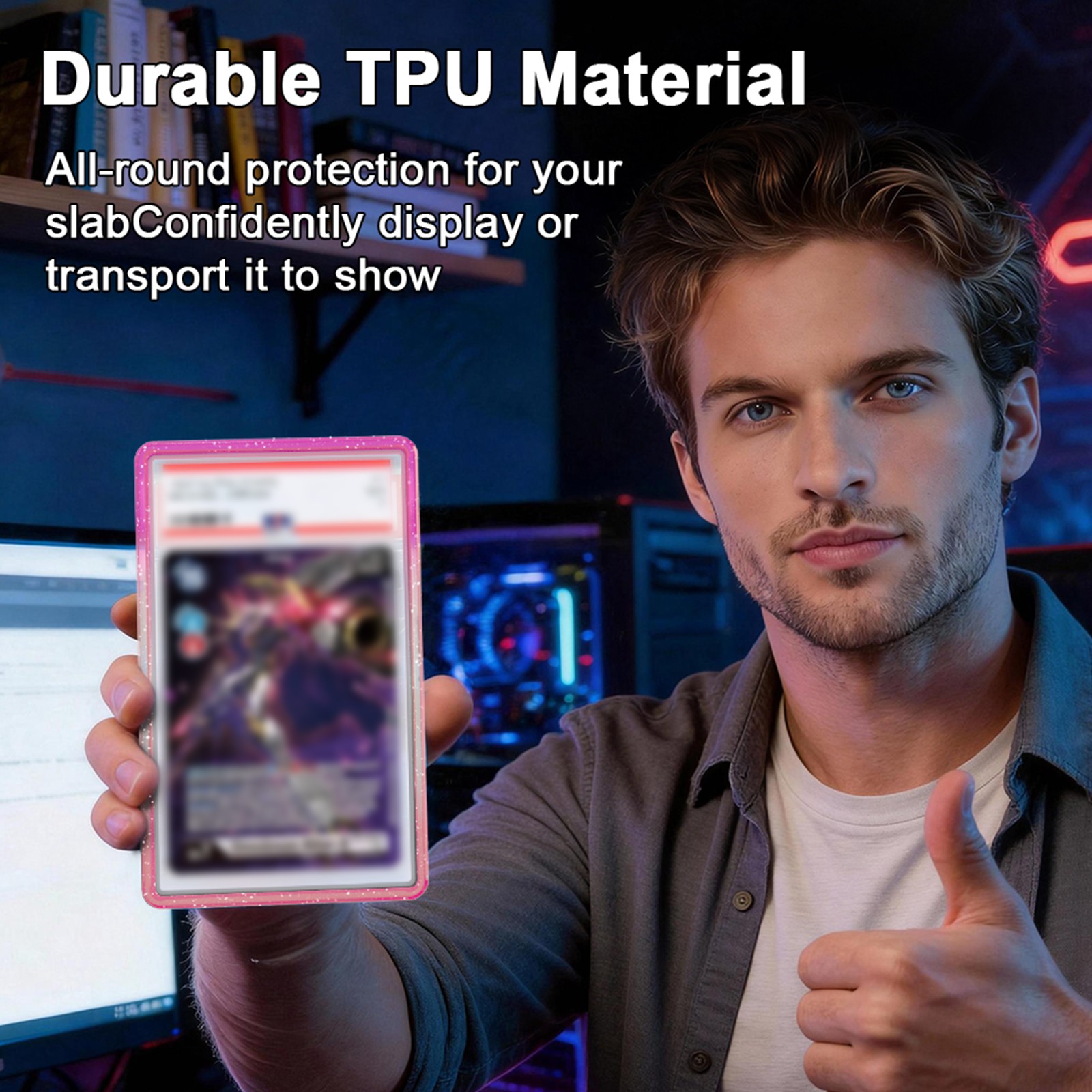 For PSA/CGC Gradient Glitter TPU Bumper Graded Card Slab Guard Protector Case