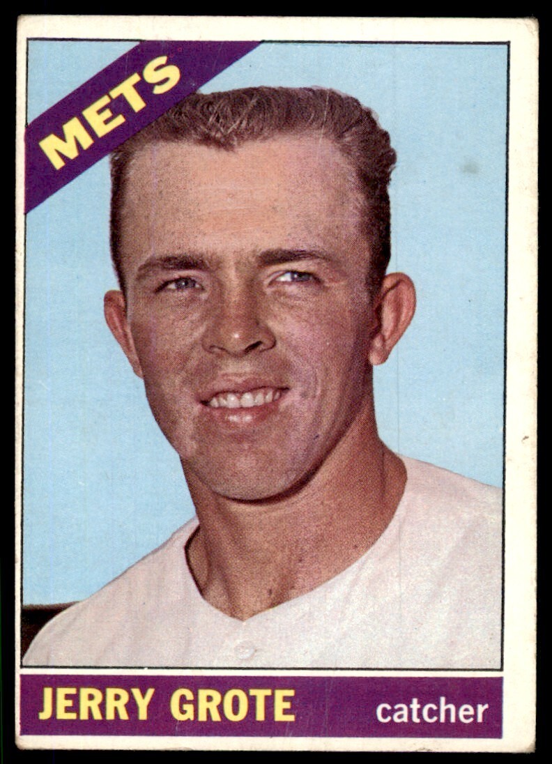 1966 Topps Baseball Card (Damaged) Jerry Grote New York Mets #328