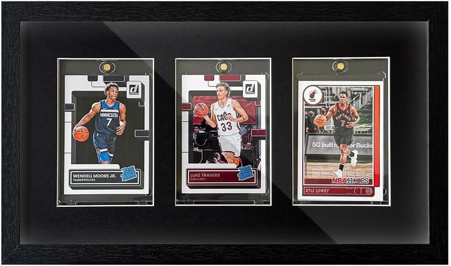 Trading Card Display Case 3 Wall & Tabletop Sport Football Baseball Wood Frame