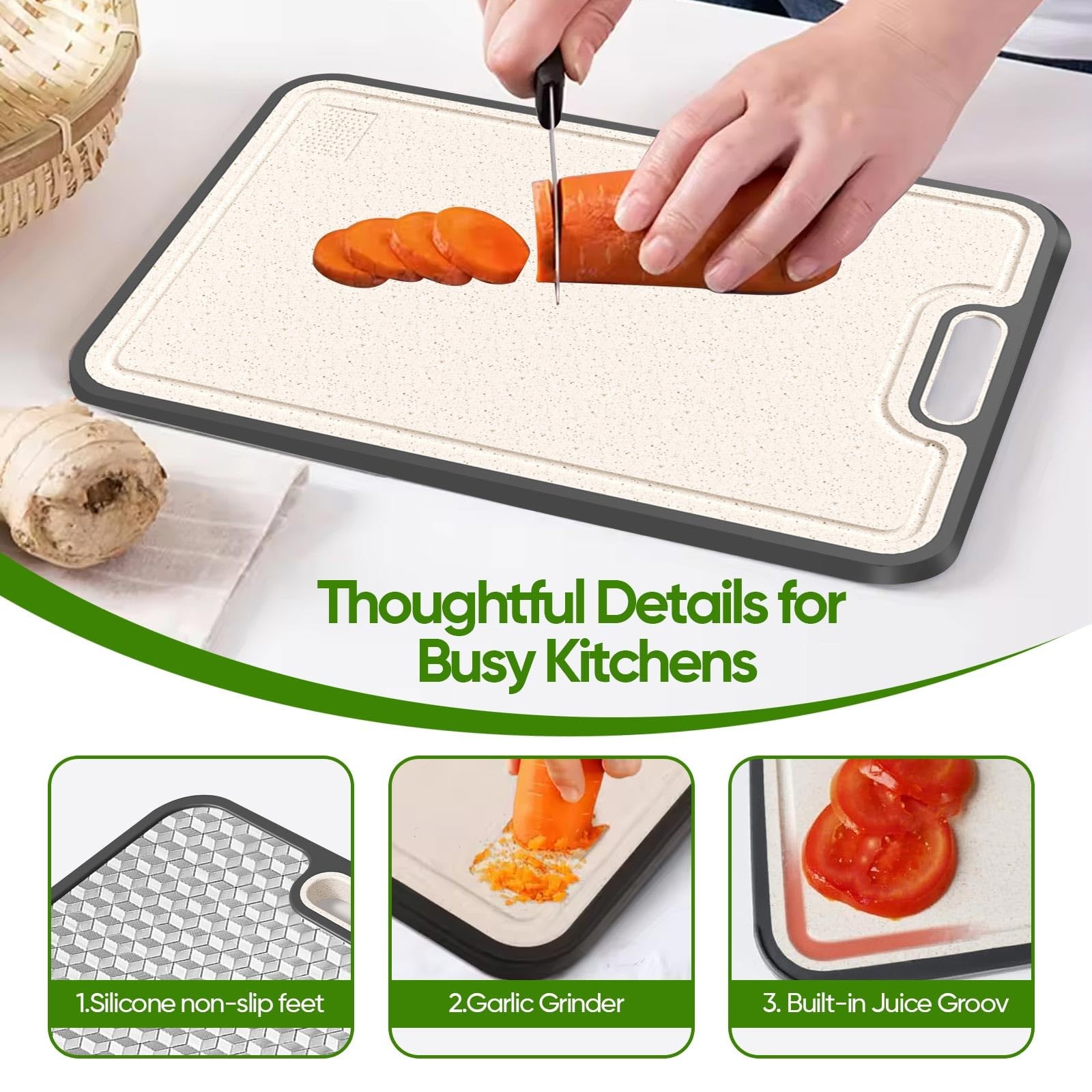 Titanium Cutting Board, Double Sided Medical-grade, 15.2″L x 10.4″W, Silver