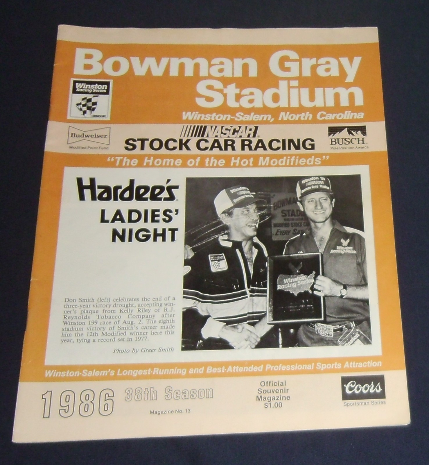 1986 Bowman Gray Stadium Hardees Ladies Night Program Don Smith