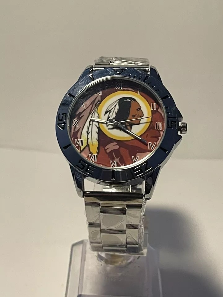 Washington Redskins NFL Team Logo Men’s Stainless-Steel Silver Watch NEW
